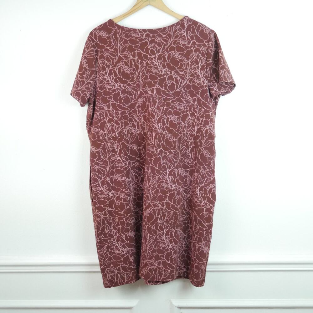 Duluth Trading Company Dress XL Brown Floral Stretch Cotton Pockets Short Sleeve - Picture 7 of 7